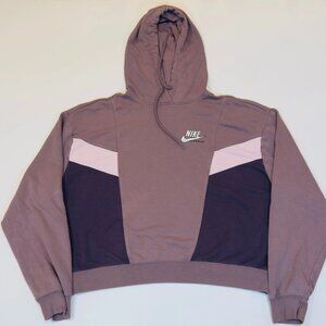 Vintage Purple Nike Crop Top Hoodie Women’s Streetwear Sweatshirt Retro size L